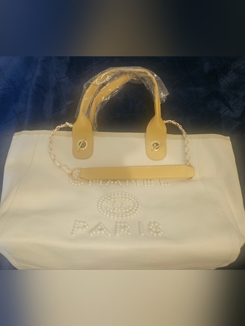 Pearl-Embellished Deauville White Tote